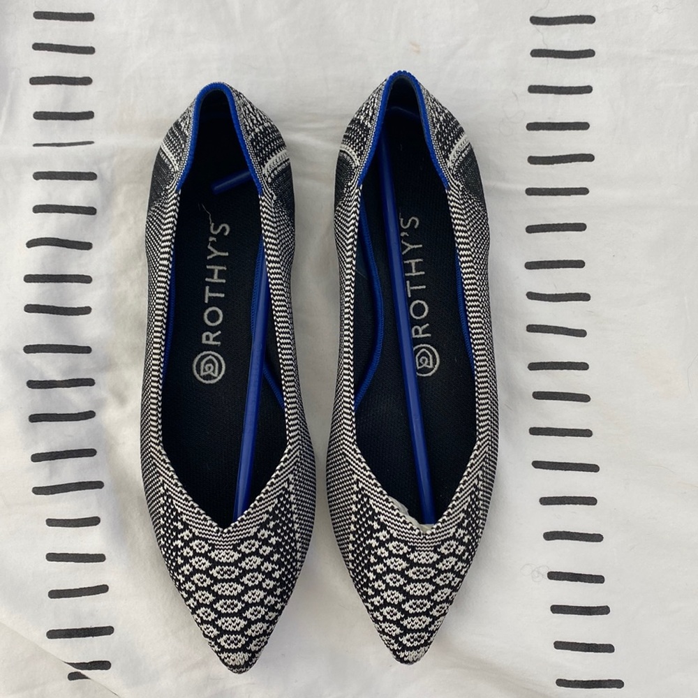 Rothy’s flats; black Python
